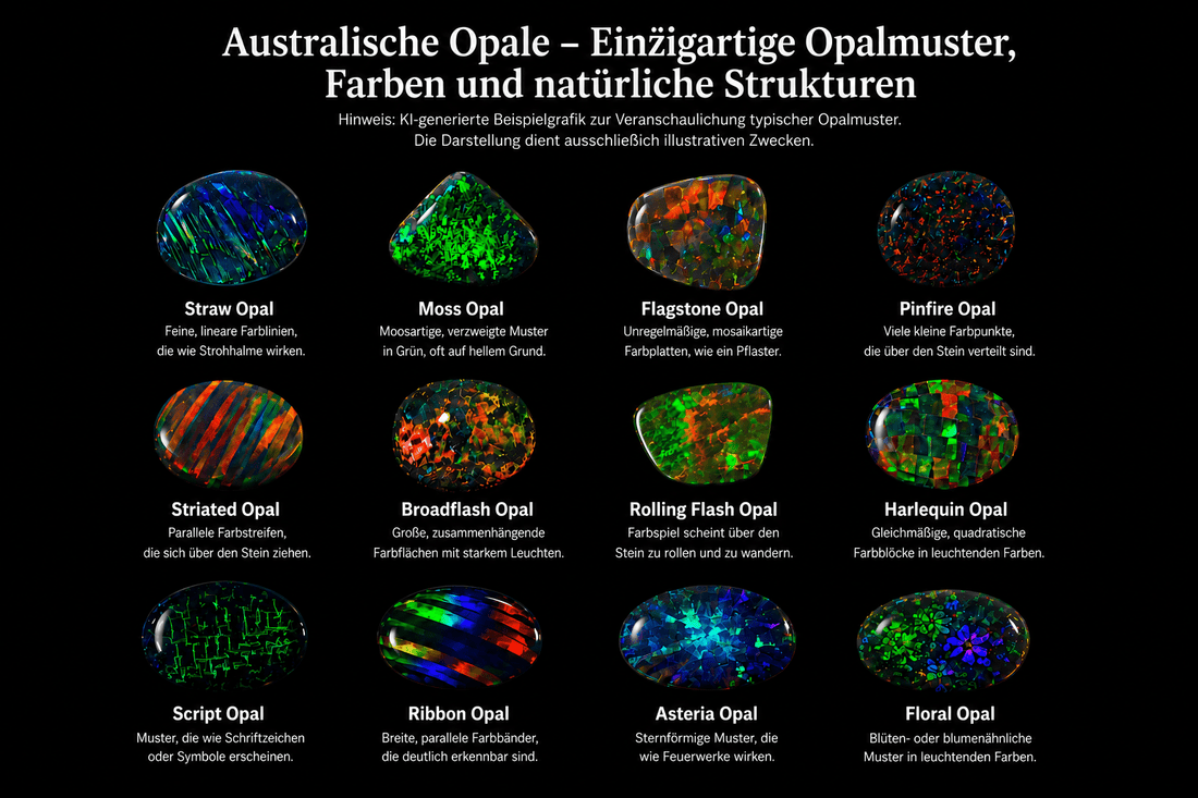 Die seltensten Opalmuster – Harlequin, Ribbon & Chinese Writing - Masterpiece Opals Store